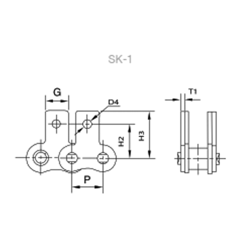 Desenho técnico 06B-1 | ALHETA VERTICAL | 1FURO | 2LADOS (SK-1) C/4