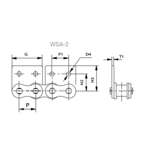 Desenho técnico 08B-1 | ALHETA VERTICAL | 2FUROS | 1LADO (WSA-2) C/2