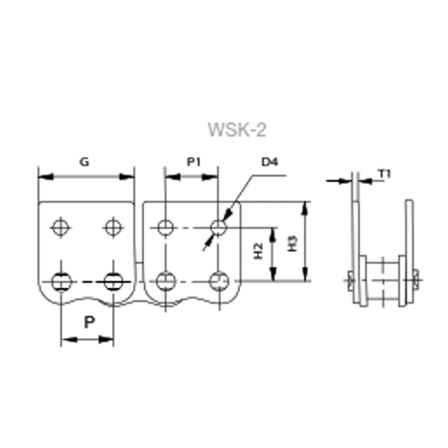 Desenho técnico 10B-1 | ALHETA VERTICAL | 2FUROS | 2LADOS (WSK-2) C/4