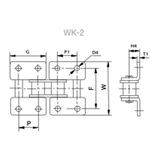 Desenho técnico 08B-1 | 90º | 2FUROS | 2LADOS (WK-2) C/2